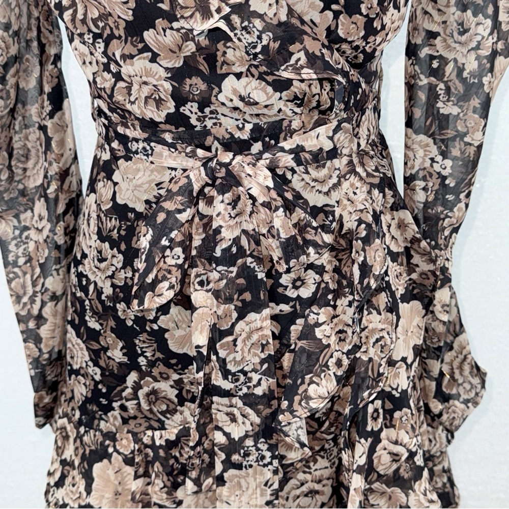 Bardot Winona Black and Cream Floral Long Sleeve Dress size small - Picture 7 of 16